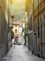 Typical italian street in Como town, Italy.