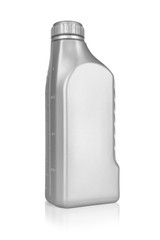 Plastic canister for machine oil isolated on white background