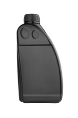 Black plastic canister isolated on white