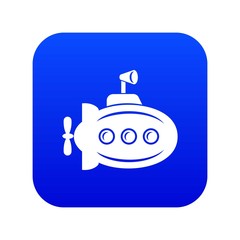 Fototapeta premium Bathyscaphe with horn icon blue vector isolated on white background