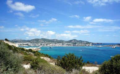 Entrance to Eivissa Bay. View from the Es Soto Peninsula.