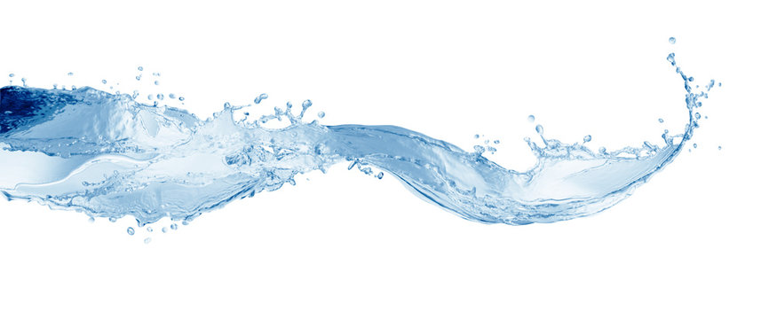 Water Splash Isolated On White Background, Beautiful Splashes A Clean Water 