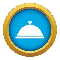 Restaurant cloche icon blue vector isolated on white background for any design