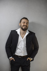 Modern Businessman. Smiling Man in Suit.