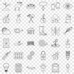 Plant icons set. Outline style of 36 plant vector icons for web for any design