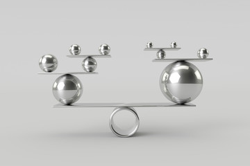 Perfect harmony of shiny chrome balls.Teamwork,Risk and Balance concept. 