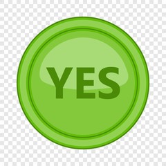 Yes green circle button icon. Cartoon illustration of yes green circle button vector icon for web