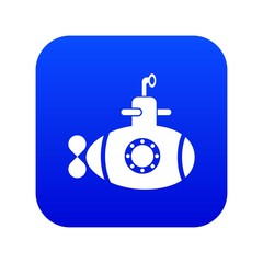 Bathyscaphe with hatch icon blue vector isolated on white background