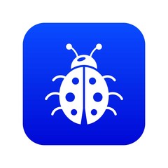 Ladybug icon blue vector isolated on white background