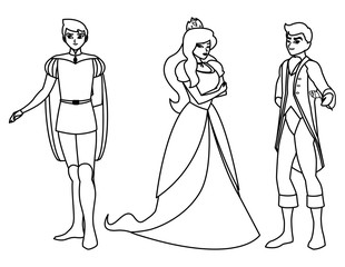 beautiful princess with princes of tales characters