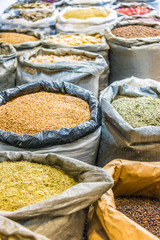 Dried food stuff sold in Dubai Souk, United Arab Emirates