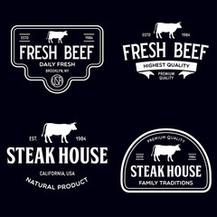 Set of premium beef labels, badges and design elements. Logo for butchery, meat shop, steak house etc.