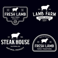 Set of premium lamb labels, badges and design elements. Logo for butchery, meat shop, steak house, farm etc.