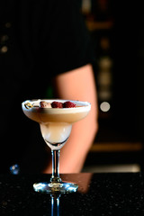 Lifestyle photo cocktail clover club in a bar close up