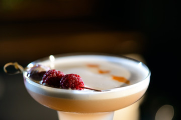 Lifestyle photo cocktail clover club in a bar close up