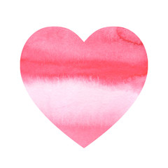 Illustration of an abstract heart from pink to coral white watercolor color gradient. hand-drawn. for design wallpapers, posters, cards and banners