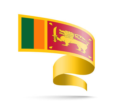 Sri Lanka flag in the form of wave ribbon.