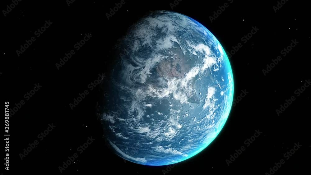 Canvas Prints blue planet earth view from space slowly zooming in with continents changing from daylight into nigh