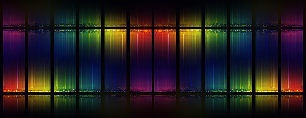 Night city panorama. Night view of the colorful city. Night landscape. Abstract dark background.