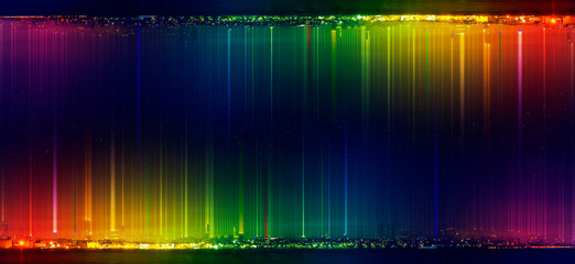 Night city panorama. Night view of the colorful city. Night landscape. Abstract dark background.