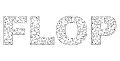 Mesh vector FLOP text. Abstract lines and small circles form FLOP black carcass symbols. Linear carcass flat triangular mesh in eps vector format.