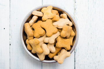 dog food at tin bowl