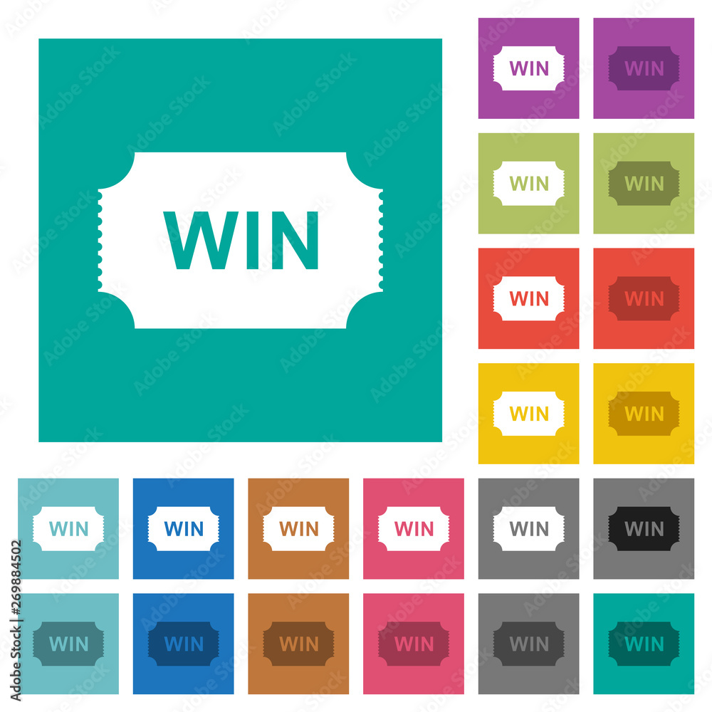 Wall mural Winner ticket square flat multi colored icons