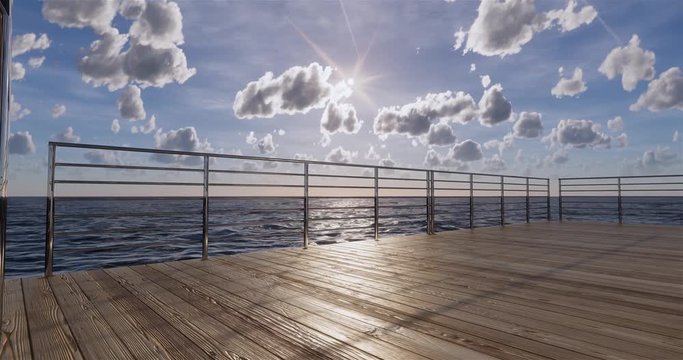 Sundeck on Sea view for vacation and summer.3D rendering