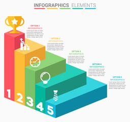 INFOGRAPHICS Business Staircase element design the number