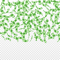 American dollar notes falling. Sparse USD bills on