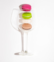 macaroons colorful glass isolated white background