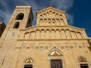 Fototapeta na wymiar The façade of the Cathedral of Cagliari in Sardinia