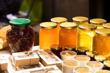 Homemade farm honey on the market