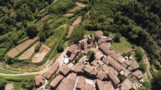 Barcelona. Aerial view in village of Mura. Catalonia,Spain. 4k Drone Video