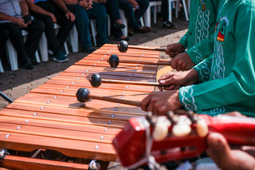Marimba performance in Masaya, Nicaragua.  - obrazy, fototapety, plakaty