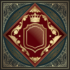 Golden ornate art deco vintage card