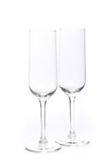 champagne glasses on a white background