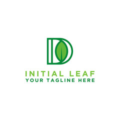 Leaf logo design icons with initial template D for natural products or companies - Vector