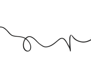 Black power cable socket isolated on white background -