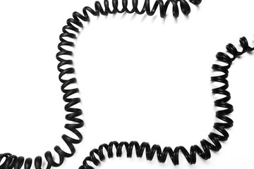 Black curl power cable socket isolated on white background