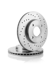 New brake discs isolated on white background