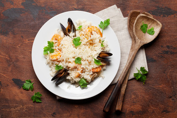 Delicious seafood risotto