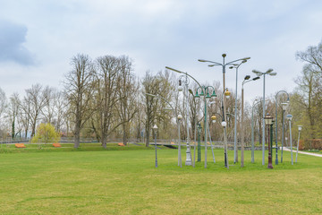 Obraz premium Park near Ichikawa square by the river, at Rosenheim