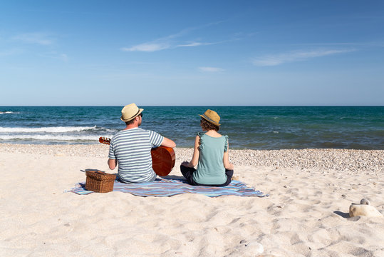 Relax and music on a mediterranean beach