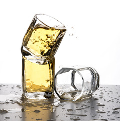 some glasses water spill