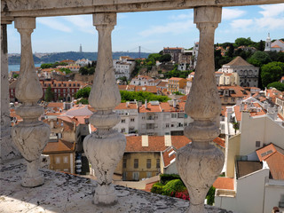 On top of the roof of Sao Vicente de Fora in Lisbon in