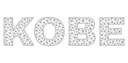 Mesh vector KOBE text. Abstract lines and dots form KOBE black carcass symbols. Linear carcass flat triangular mesh in eps vector format.
