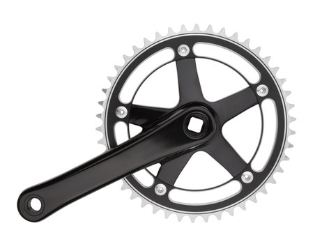 Bike crank set and chain ring isolated