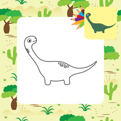 Cute cartoon dino coloring page