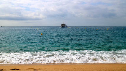 Arriving boat on the sea